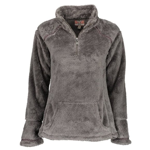 Dylan True Grit Plush Half-Zip Pullover Brick Warm Sherpa Fuzzy Teddy Shearling - Picture 6 of 7